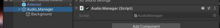 Audio Manager (Script) as added component to Hierarchy — Audio_Manager